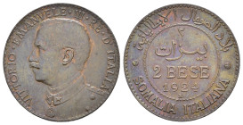 Regno d'Italia. Vittorio Emanuele III (1900-1943). Somalia Italiana (1909-1925). 2 bese 1924. Roma. Cu. Gig. 27. SPL+
