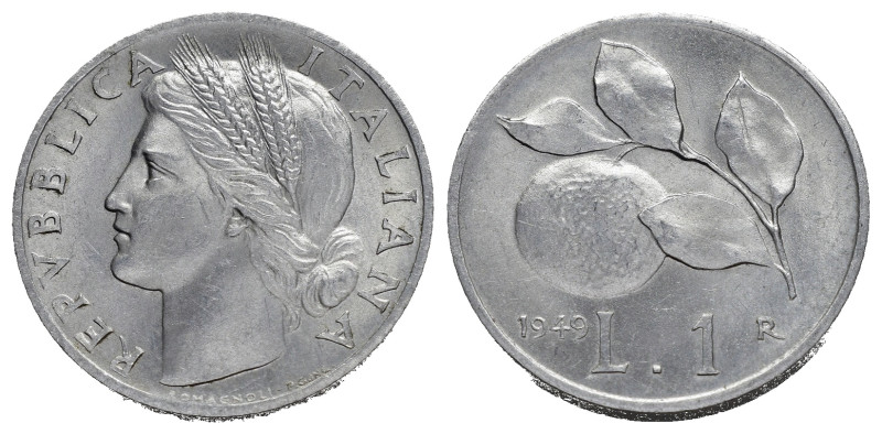Repubblica Italiana. 1 lira 1949 Arancia. qFDC