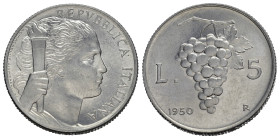 Repubblica Italiana. 5 lire 1950 Uva. FDC
