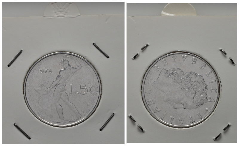 Repubblica Italiana. 50 Lire 1978 "Vulcano" asse ruotato. qFDC
