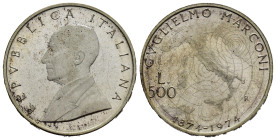 REPUBBLICA ITALIANA (1946-2001) 500 Lire 1974 "Marconi". Mont. 3. Ag. FDC