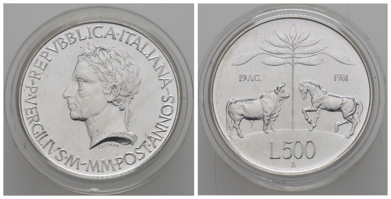 Repubblica Italiana. 500 lire 1981 "Virgilio". Ag. FDC