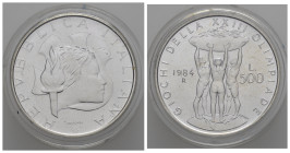 Repubblica Italiana. 500 Lire 1984 "Olimpiadi di Los Angeles". Ag. FDC