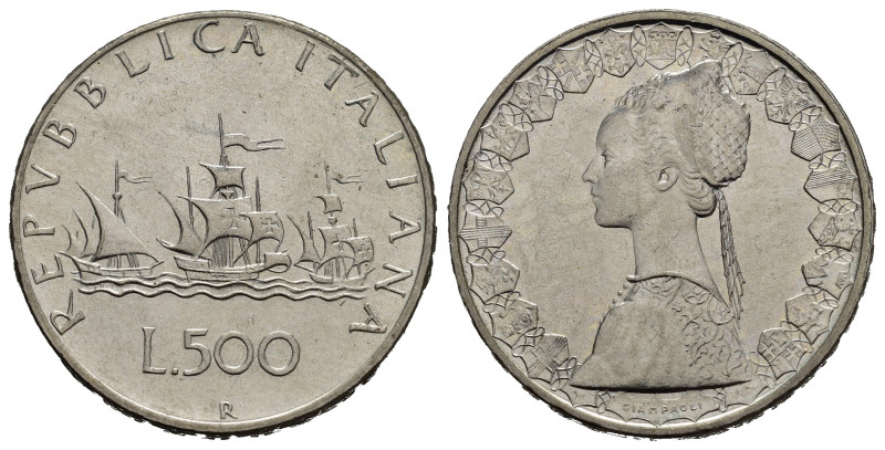 Repubblica Italiana. 500 lire Caravelle 1961. Ag. Valore di catalogo superiore a...