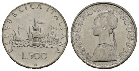 Repubblica Italiana. 500 lire Caravelle 1961. Ag. Valore di catalogo superiore alle altre annate in alta conservazione. Non circolata. qFDC