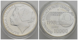 Repubblica Italiana. 10000 Lire 1998 "Mondiali di Calcio Francia '98". Ag. FDC