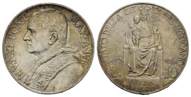 VATICANO. Pio XI (1929-1938) 10 lire 1933 - 1934. Ag. qFDC