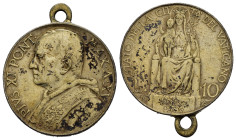 VATICANO. Pio XI (1929-1938). 10 lire 1936. Ag. Con montatura e doratura. BB