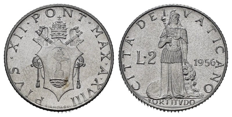 Vaticano. Pio XII (1939-1958). 2 lire 1956. Al. FDC