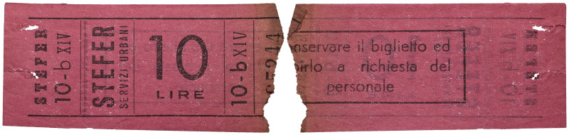Biglietto STEFER Srvizi Urbani da 10 lire