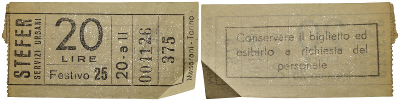 Biglietto STEFER Srvizi Urbani da 20 lire