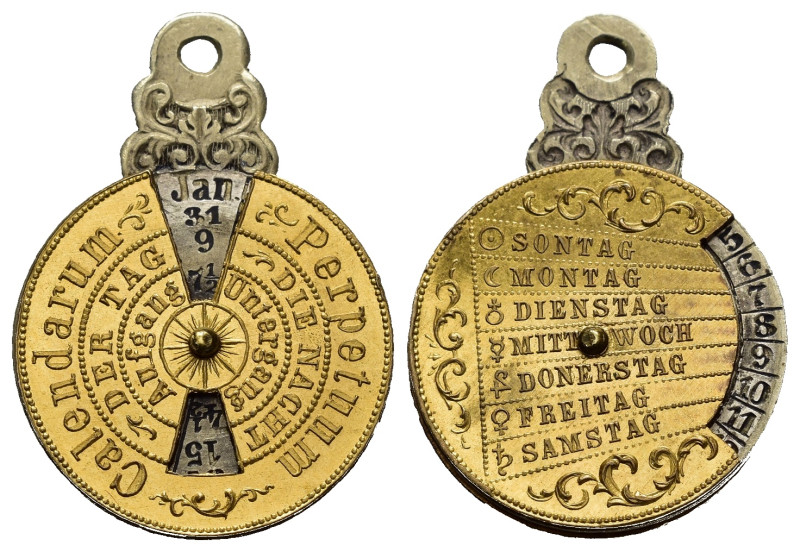 Calendarum Perpetuum. Calendario realizzato su medaglietta con sistema di movime...