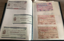 Raccoglitore con ca. 70 mini assegni anni'70 italiani, presenti ripetizioni