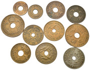 Monete Mondiali. East Africa - Rhodesia. Lotto di 11 monete. BB