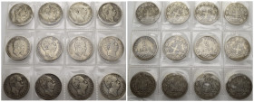 REGNO D'ITALIA. Lotto di 12 monete da 2 lire (Umberto I, Vittorio Emanuele II). Ag. MB-BB