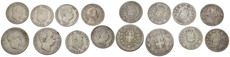 Regno d'Italia. Lotto di 8 monete. Ag. MB