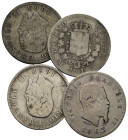 Regno d'Italia. Vittorio Emanuele II. Lotto di 4 monete da 1 lira. Ag. MB