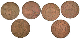 SOMALIA. AFIS. Amministrazione Fiduciaria Italiana in Somalia. Lotto di 3 monete da 1 centesimo 1950. qFDC