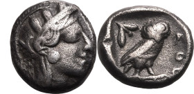 Ancient Greece: Attica, Athens circa 454-404 BC Silver Drachm About Very Fine; deep cabinet tone with hints of blue iridescence on rev