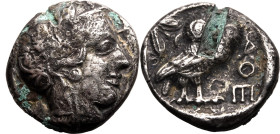 Ancient Greece: Attica, Athens Eastern Imitation (Levantine?) circa 400-250 BC Bronze/Silver Foureé Tetradrachm About Very Fine; large test cut to rev...