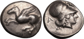 Ancient Greece: Epeiros, Ambrakia circa 456-426 BC Silver Stater About Good Very Fine; struck from worn dies, Π grafitto on obv
