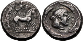 Ancient Greece: Sicily, Syracuse temp. Hieron I circa 475-450 BC Silver/Bronze Foureé Tetradrachm Good Very Fine