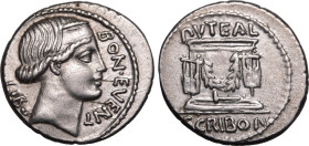 Roman Republic & Imperatorial L. Scribonius Libo 62 BC Silver Denarius Extremeley Fine; minor scratches to obv., otherwise a bright, lustrous specimen