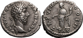 Roman Empire Lucius Verus AD 166 Silver Denarius Good Very Fine; minor flan crack