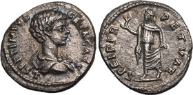 Roman Empire Geta (Caesar) AD 198-200 Silver Denarius Extremely Fine; attractively toned with blue iridescent highlights