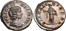 Roman Empire Julia Domna (mother of Caracalla) AD 211-217 Silver Denarius About Mint State; a wonderful, highly lustrous example