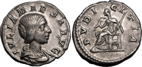 Roman Empire Julia Maesa (grandmother of Elagabalus) AD 218-222 Silver Denarius About Extremely Fine; attractive light cabinet tone
