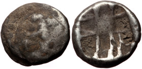 Mysia, Parion (ca 500-450 BC) Contemporary Celtic imitation, AR Hemidrachm (Silver, 2.62g, 12mm)
Obv: Facing gorgoneion
Rev: Linear pattern within inc...