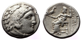 Kings of Macedon, Alexander III 'the Great'. AR Drachm.(Silver, 4.20 g 17mm), 336-323 BC. Kolophon.
Obv: Head of Herakles right, wearing lion skin.
Re...