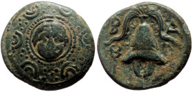 Cyprus, Salamis, Nikokreon AE (Bronze, 17mm, 3.78g) ca 331-310 BC. In the types of Alexander III of Macedon, ca 323-317 BC. 
Obv: Macedonian shield de...