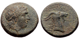 Aeolis, Aigai. Ae,(Bronze, 3.86 g 17mm). ca 4th-3rd centuries BC. 
Obv: Laureate head of Apollo right.
Rev: [AIΓΑΙ]. Head of goat right.
Ref: BMC 95, ...