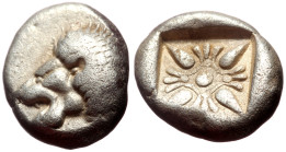 Ionia, Miletos AR Diobol (Silver, 9mm, 1.22g) Late 6th-early 5th century BC. 
Obv: Forepart of lion left, head reverted 
Rev: Stellate pattern within ...