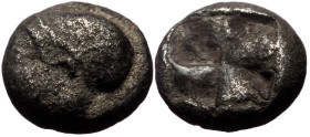 Ionia, Phocaea (ca. late 6th-early 5th centuries BC) AR diobol (Silver, 1.11g, 8mm)
Obv: Archaic styled female head left, wearing helmet or close fitt...