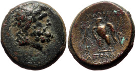 Lydia, Blaundos AE (Bronze, 9.74g, 22mm) 2nd century BC Apollo and Theogens, magistrates.
Obv: Laureate head of Zeus right.
Rev: ΜΛΑΥΝΔΕωΝ / ΑΠΟΛΛΩΝ /...