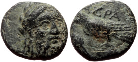 Mysia, Adramytteion AE (Bronze, 1.72g, 11mm) ca 400-300 BC. 
Obv: Laureate head of Zeus facing slightly right 
Rev: AΔΡΑ, eagle standing left; grain e...