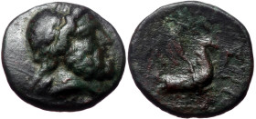 Mysia, Lampsakos Adramytion or Iolla, AE,(Bronze, 1.81 g 12mm), ca 400-300 BC.
Obv: Laureate head of Zeus right
Rev: Forepart of pegasos right.