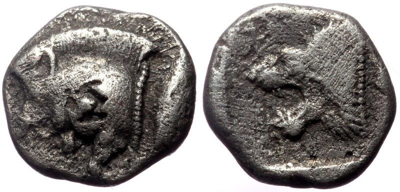 Mysia, Kyzikos AR Hemiobol (Silver, 0.55g, 7mm) ca 450-400 BC. 
Obv: Forepart of...