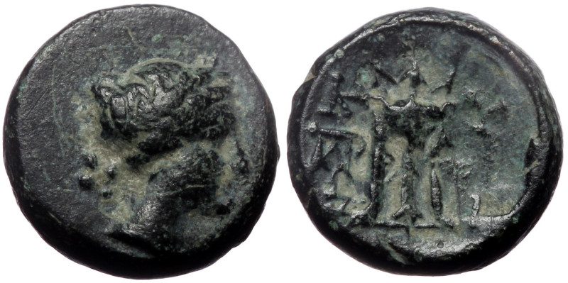 Mysia, Kyzikos, AE, (Bronze, 1.84g, 10mm), 3rd century BC. 
Obv: Head of Kore So...