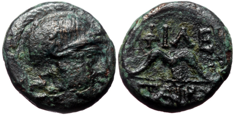 Kings of Pergamon, Philetairos AE, (Bronze, 1.98 g 12mm) 282-263 BC. 
Obv:Helmet...