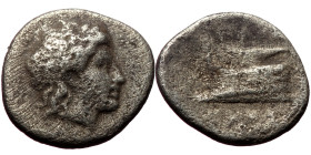 Bithynia, Kios AR Diobol (Silver, 1,.01, 12mm) ca 350-300 BC, Proxenos (?), magistrate.
Obv: [KIA], Laureate head of Apollo right.
Rev: ΠPOΞENOΣ (?), ...