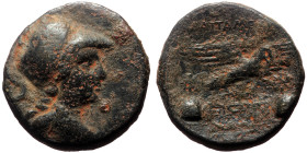 Phrygia, Apameia (ca. 88-40 BC) AE (Bronze, 22mm, 8.22g) 
Obv: Bust of Athena right wearing Corinthian style helmet 
Rev: AΠAMEΩN, eagle alighting rig...
