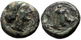 Unidentified Asia Minor  AE (Bronze, 1.25g, 10mm)
Obv: Female bust right.
Rev: unknown object
Ref: ???