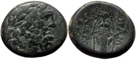 Phrygia, Apameia AE, (Bronze, 8.91 g 20mm),ca 88-40 BC. Andronikos and Alkion, magistrates.
Obv: Laureate head of Zeus to right.
Rev: AΠΑΜΕΩN / [ANΔ]Ρ...