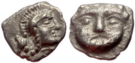 Pisidia, Selge AR Obol (Silver, 0.95g, 10mm) ca 4th century BC.
Obv: Head of gorgoneion facing with flowing hair 
Rev: Head of Athena right, wearing c...