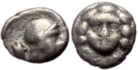 Pisidia, Selge AR Obol (Silver, 0.86g, 9mm) ca 4th century BC.
Obv: Head of gorgoneion facing with flowing hair 
Rev: Head of Athena right, wearing cr...