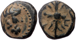 Pisidia, Selge AE (Bronze,2.59 g 11mm) 2nd -1st centuries BC. 
Obv: Head of Herakles to right, club over shoulder 
Rev: Σ-E , Thunderbolt;, bow to rig...